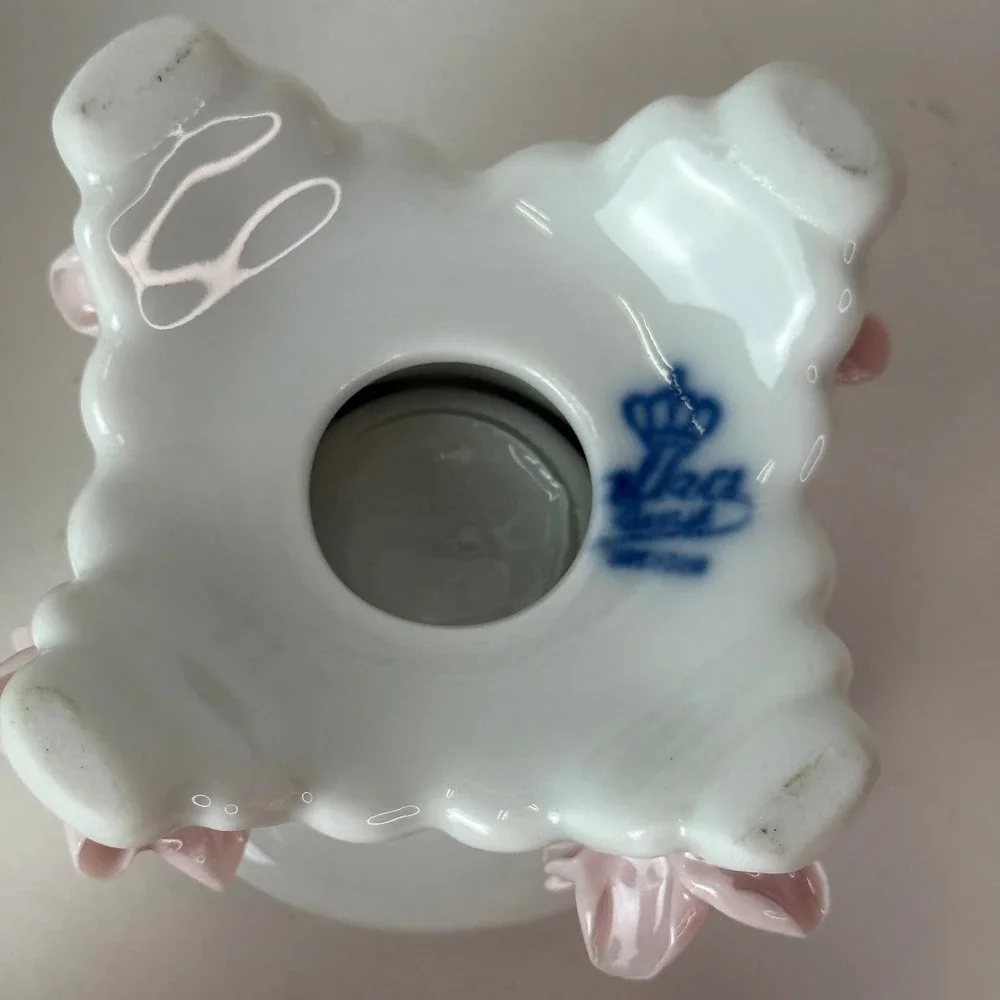 Alka Kunst Dresden Porcelain Rose Candlestick Holders Set of 3 Pink White VTG